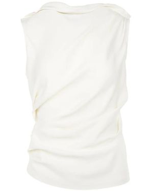 Club21 Freya Draped Sleeveless Blouse - White