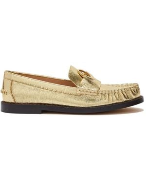 Odissi Kali Decorative Leather Loafers - Metallic