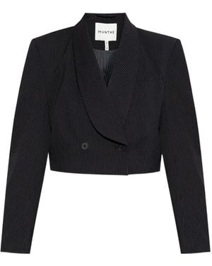 Munthe Pinstripe Cropped Blazer - Black