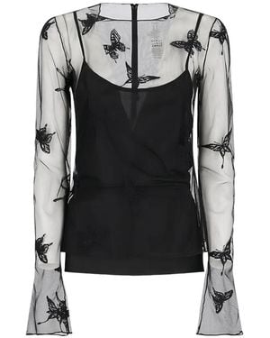 Blumarine Butterfly Net Blouse - Black