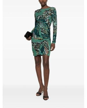 PUCCI Printed Ruched Midi Dress - Green