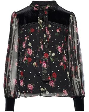 Nissa Printed Silk Top - Black