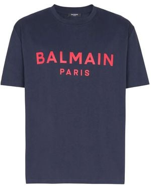 Balmain T-Shirt With Paris Print - Blue