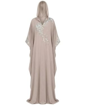 Saiid Kobeisy Embellished-Front Hooded Abaya - Natural