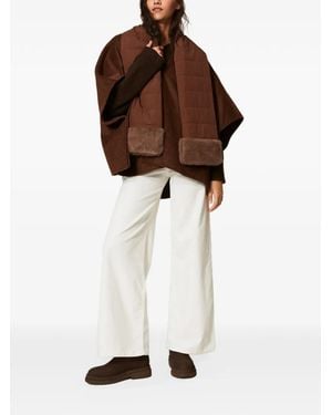 Twinset Wool Cloth Poncho With Scarf - Natural