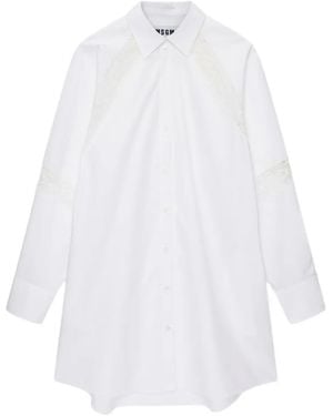 MSGM Lace-Detail Mini Dress - White