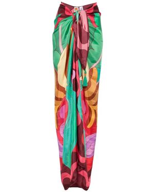 FARM Rio Tassel-Detail Graphic-Print Sarong - White