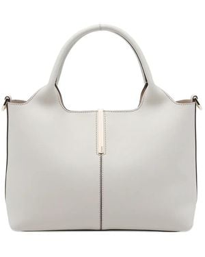 Tod's Adaptable Strap Leather Shopping Bag - Grey