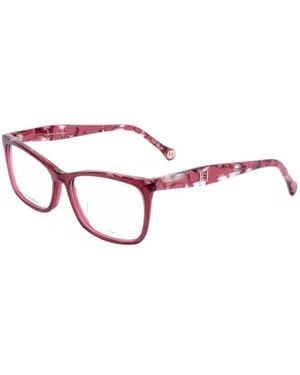Carolina Herrera Tortoiseshell-Effect Rectangle-Frame Glasses - Red