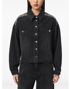 AllSaints Stud-Embellished Denim Jacket - Black