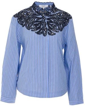 Sea Maella stripe lace shirt - Blau