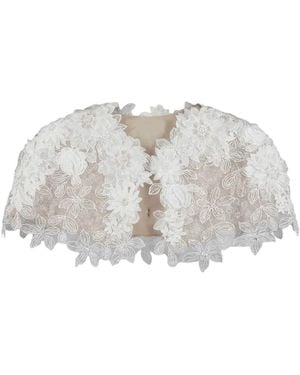 Gemy Maalouf Floral-Lace Bolero - White