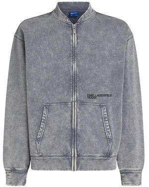 KARL LAGERFELD Washed-Finish Zip-Fastening Jacket - Grey