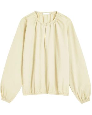 Proenza Schouler Wendy Round-Neck Balloon-Sleeve Blouse - Natural