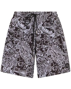 Philipp Plein Swimming Shorts Skull All-Over - White