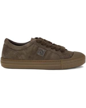 Fendi Domino Logo Sneakers - Brown