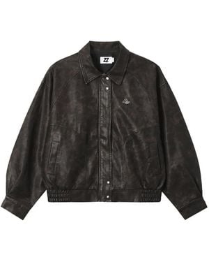 Izzue Logo-Plaque Panelled Bomber Jacket - Black