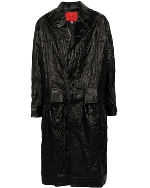 Eckhaus Latta Crinkled Single-Breasted Trench Coat - Black