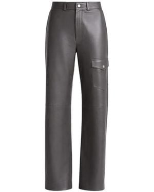 Nanushka Cargo-Pocket Leather Pants - Gray