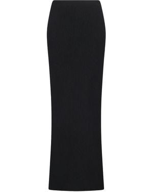 Canessa Ribbed Cashmere Midi Skirt - Black