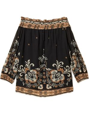 Twinset Printed Off-Shoulder Blouse - Black