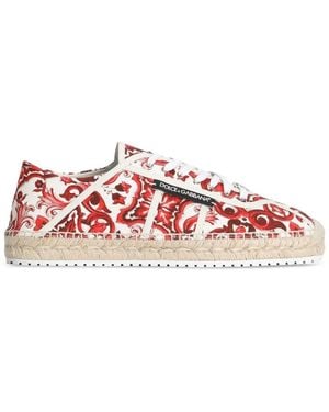 Dolce & Gabbana Majolica-Print Canvas Espadrilles - Red