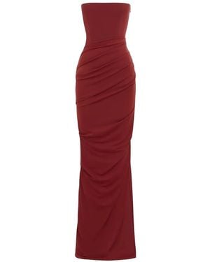 Alex Perry Strapless Draped Gown Maxi Dress - Red