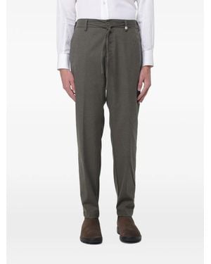 Myths Drawstring-Waist Pressed-Crease Trousers - Grey