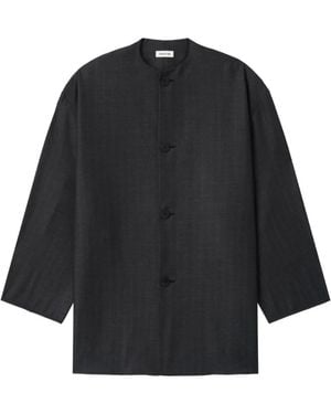 Fear Of God Veste Rayée En Tweed À Design Sans Col - Black