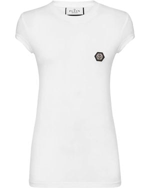 Philipp Plein Logo-Patch Cotton T-Shirt - White