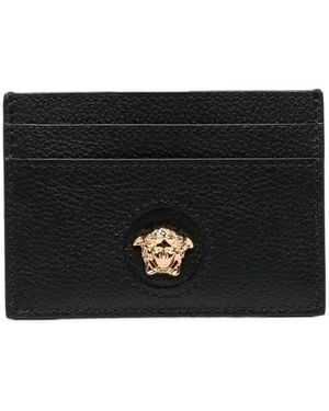Versace La Medusa Colorblock Leather Card Case - Black
