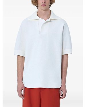 Lacoste Bouclé Knit Polo Shirt - White