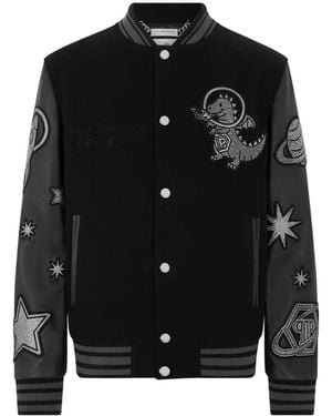 Philipp Plein Space Embellished Bomber Jacket - Black