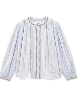 Ba&sh Mona Embroidered Balloon-Sleeve Blouse - White