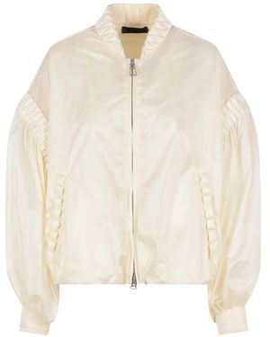 RAXXY Quilted Balloon-Sleeve Bomber Jacket - White