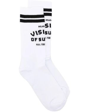 Vision Of Super Logo-Jacquard Socks - White