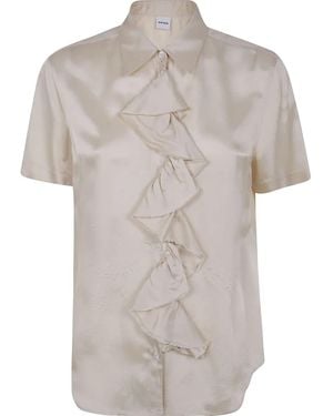 Aspesi Ruffle Short-Sleeve Blouse - Grey