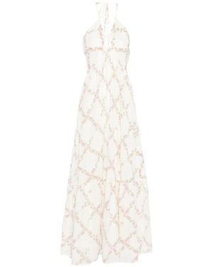 Twinset Floral Halterneck Maxi Dress - White