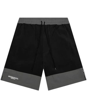 Neighborhood Two-Tone Panelled Shorts - Black