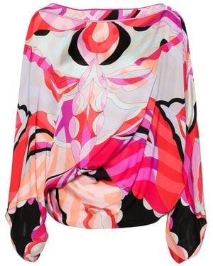 PUCCI Geometric-Print Silk Top - Pink