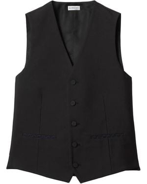 Burberry Wool-Silk Blend Waistcoat - Black