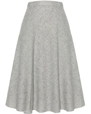Thom Browne A-Line Speckle-Knit Midi Skirt - Gray