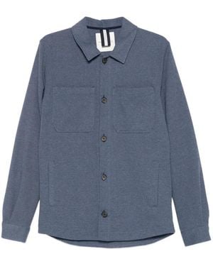 Profuomo Classic-Collar Shirt Jacket - Blue