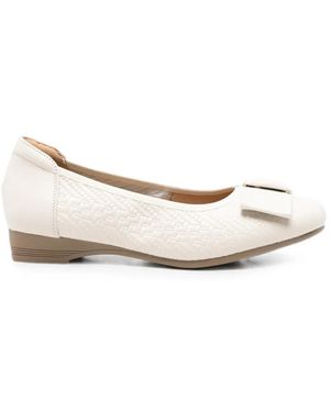 Linda Baumann Woven-Effect Bow Ballet Flats - Natural