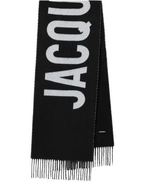 Jacquemus Fringe Logo Scarf - Black