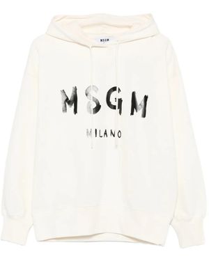 MSGM Hoodie À Logo Imprimé - Blanc