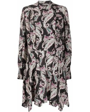 Isabel Marant Paisley-Print Silk Dress - Gray
