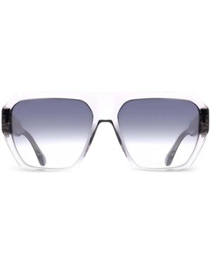 Ferragamo Eyewear Gancini-Detail Geometric-Frame Sunglasses - Grey