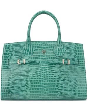 Philipp Plein Top-Handle Logo-Plaque Tote Bag - Green