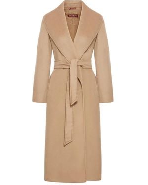 Max Mara ベルテッド ショールカラーコート - ナチュラル